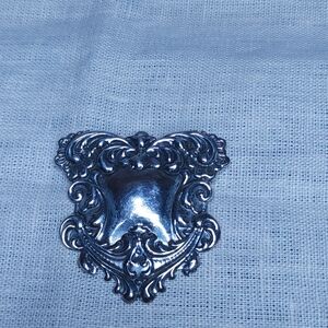 Vintage Ornate Silver Brooch Silver Tone Antique Medieval Style 2"